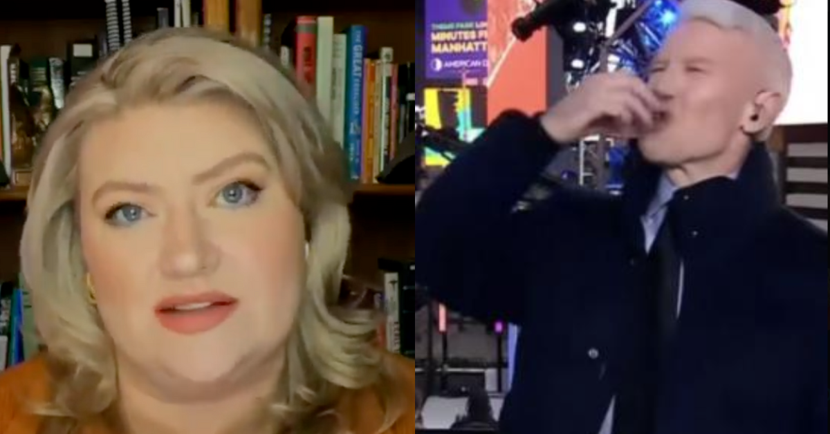 Screenshots of Kat Cammack on Fox Business and Anderson Cooper doing shots