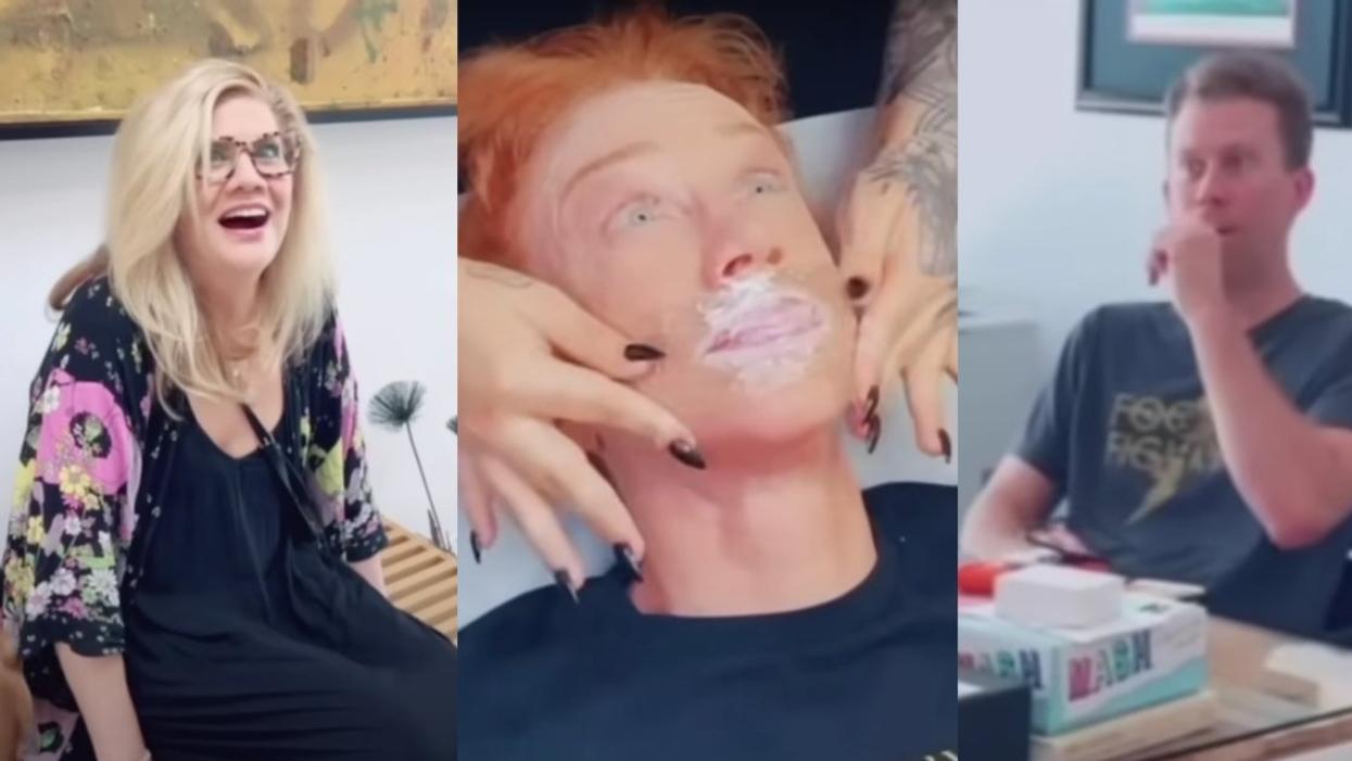 Screenshots of Kristen Johnston, Kathy Griffin, and Randy Bicks from video