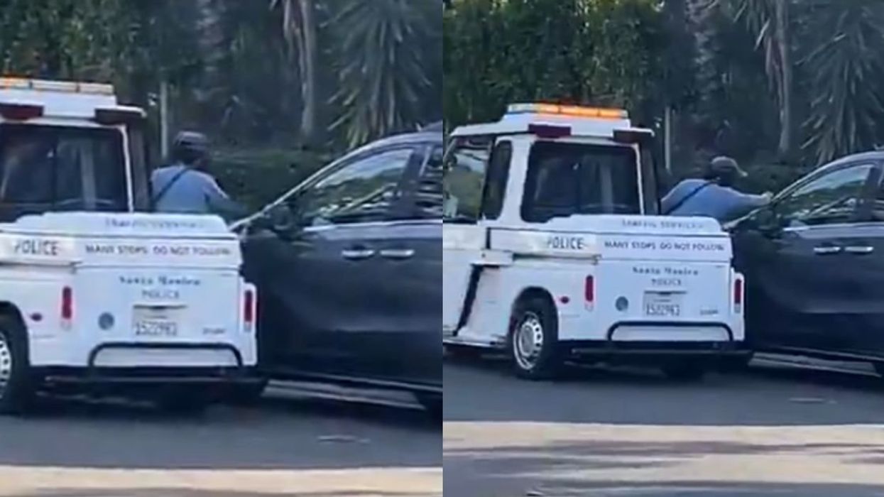 Screenshots of LA parking officer issuing parking ticket