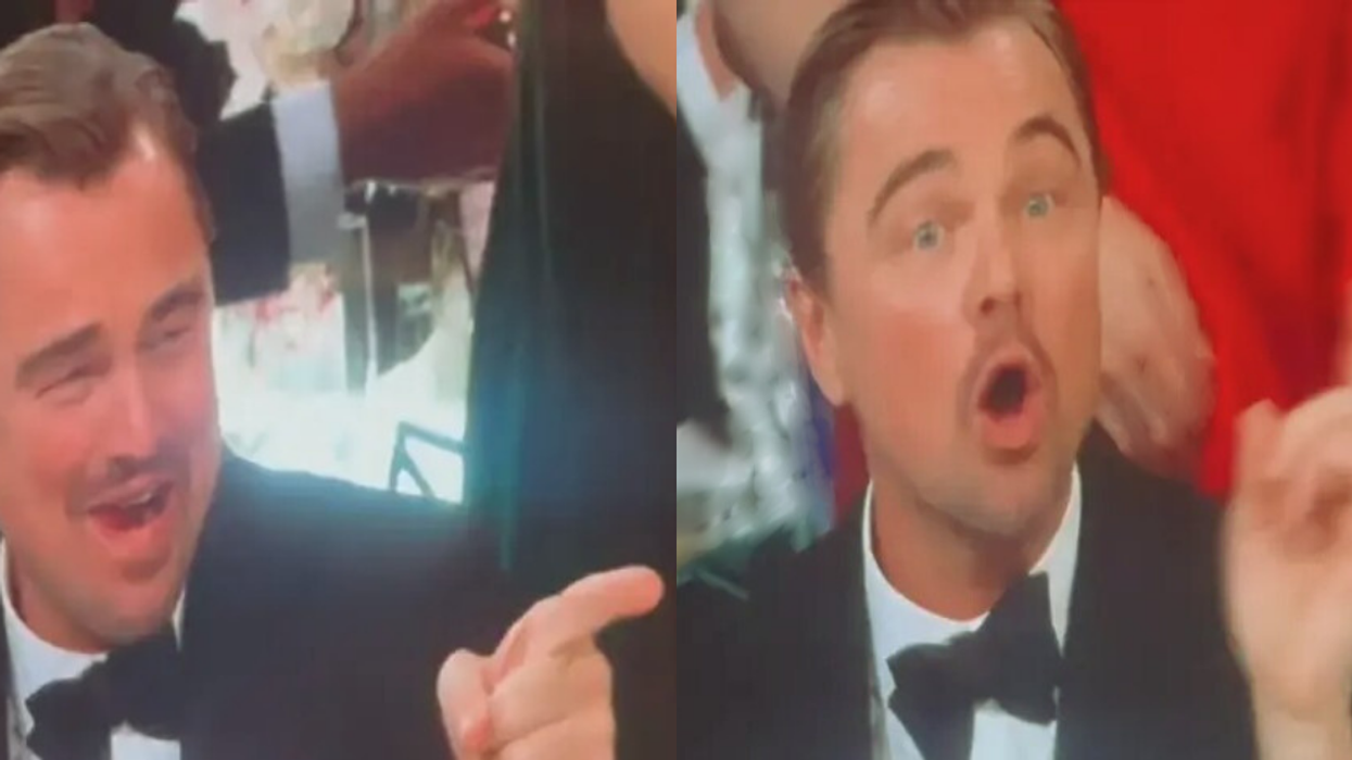 screenshots of Leonardo DiCaprio at the Golden Globes