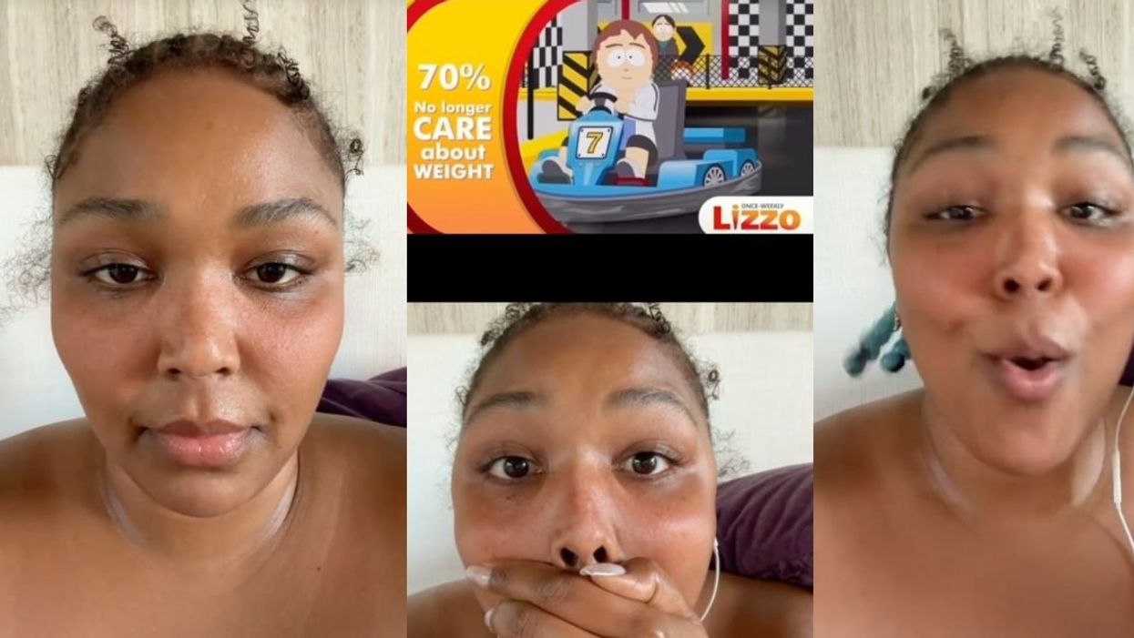 Screenshots of Lizzo watching "South Park" episode