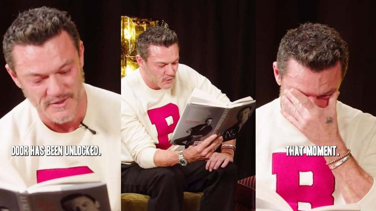 Screenshots of Luke Evans reading from his memoir