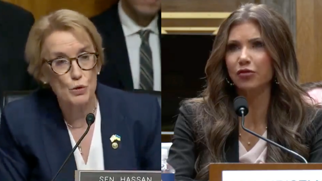 Screenshots of Maggie Hassan and Kristi Noem