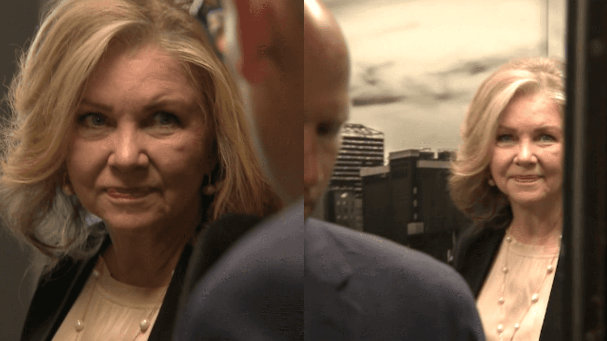Screenshots of Marsha Blackburn from elevator video
