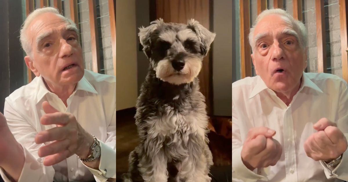 Screenshots of Martin Scorsese interviewing his dog