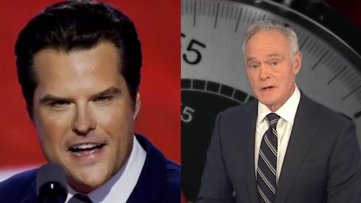 Screenshots of Matt Gaetz and Scott Pelley