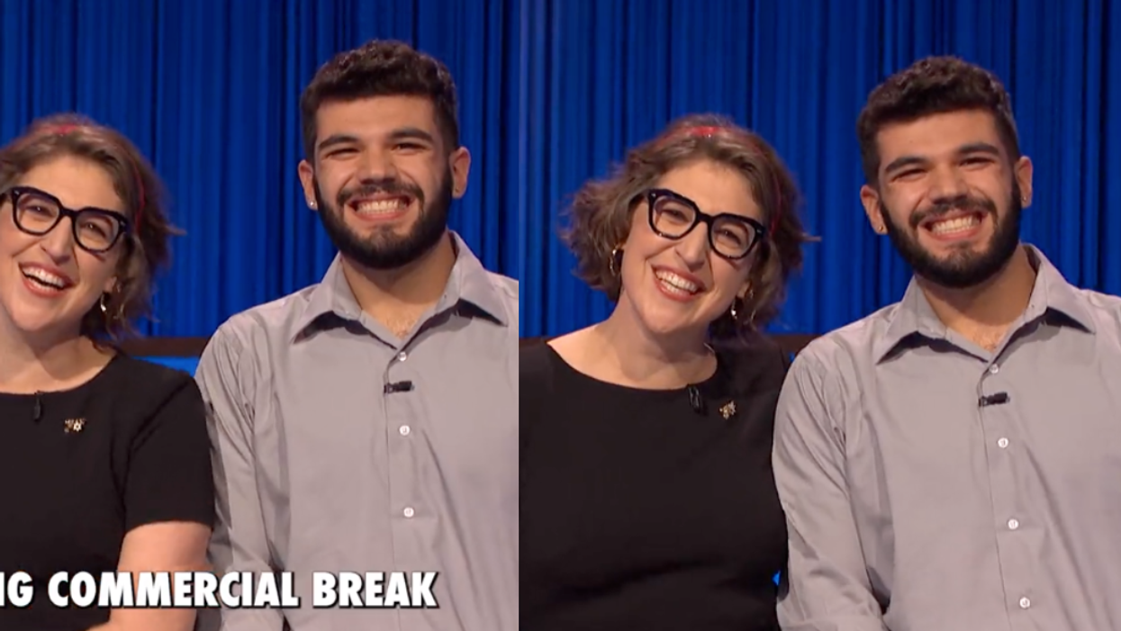 Screenshots of Mayim Bialik and contestant