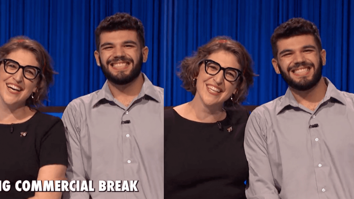 Screenshots of Mayim Bialik and contestant