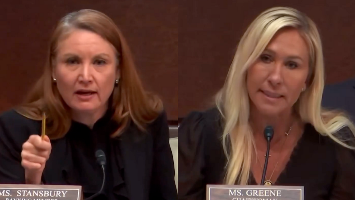 Screenshots of Melanie Stansbury and Marjorie Taylor Greene