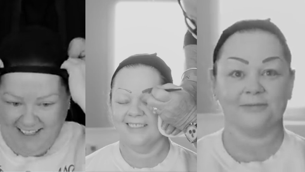 screenshots of Melissa McCarthy getting Ursula makeup applied