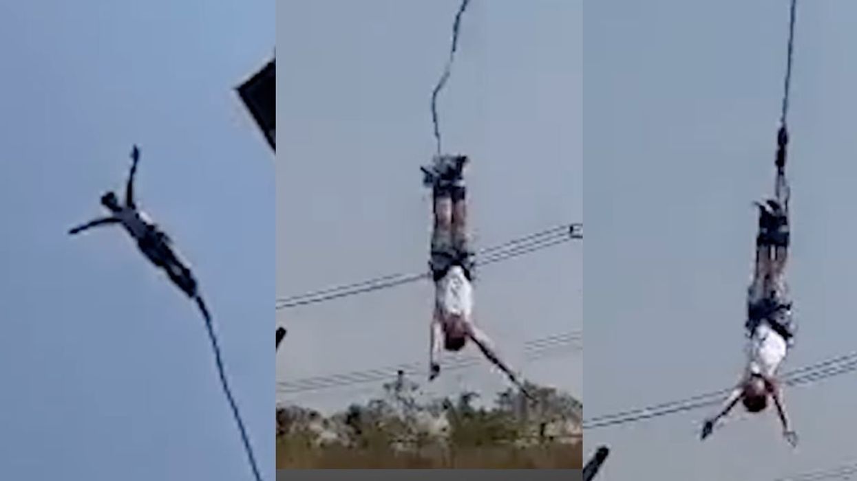 Screenshots of Mike bungee jumping