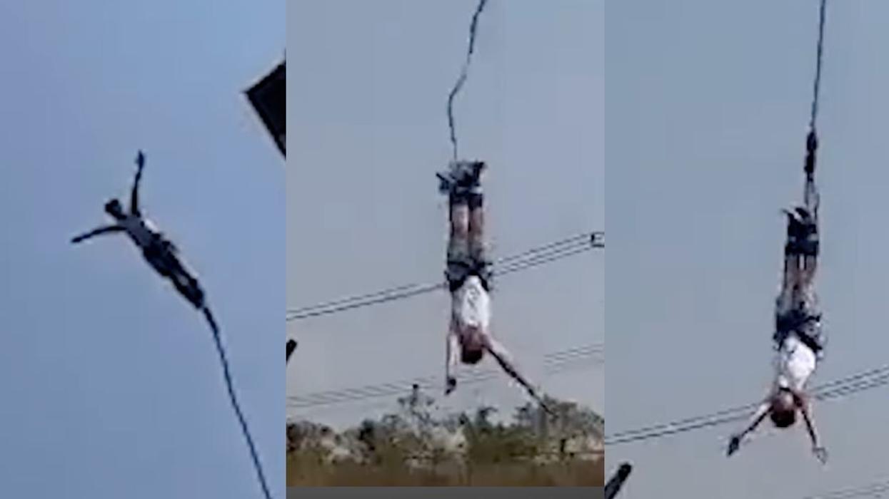 Screenshots of Mike bungee jumping