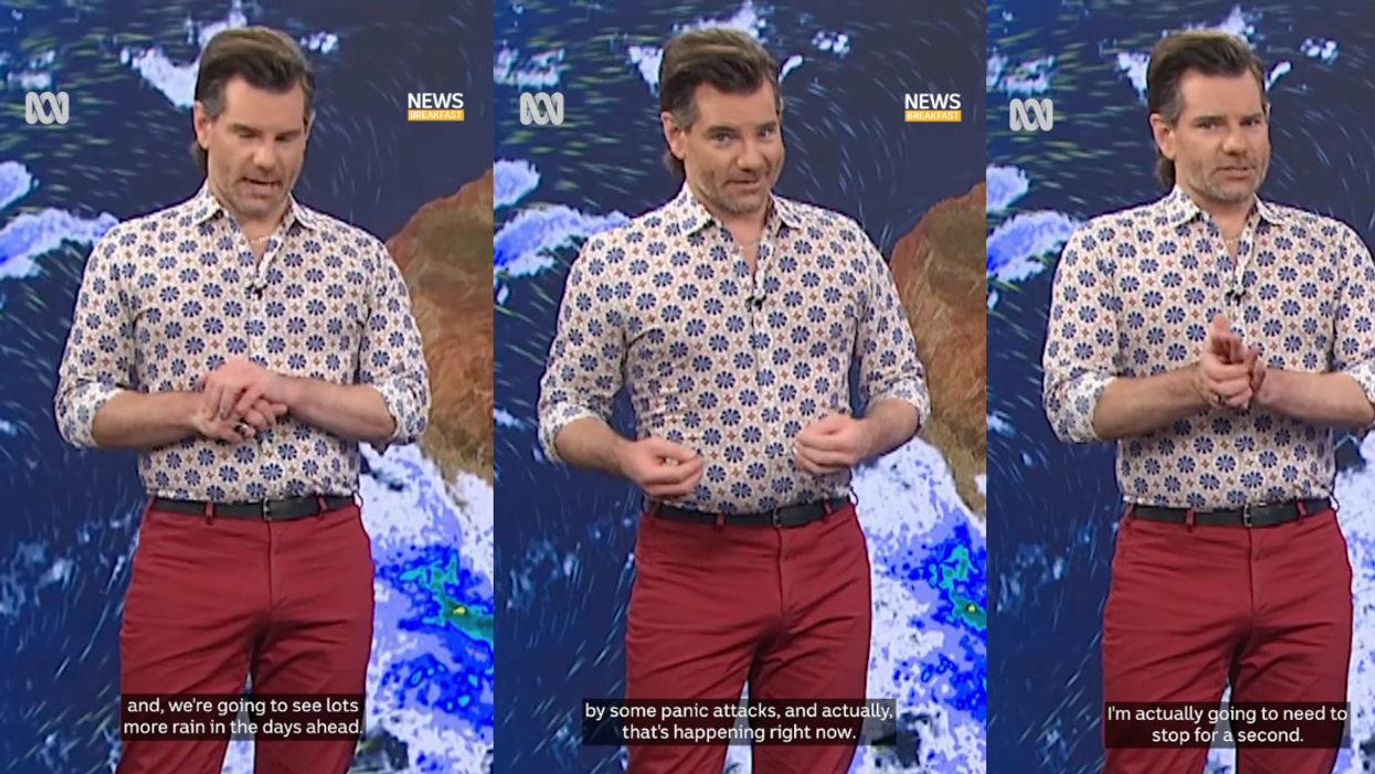 Screenshots of Nate Byrne giving weather forecast
