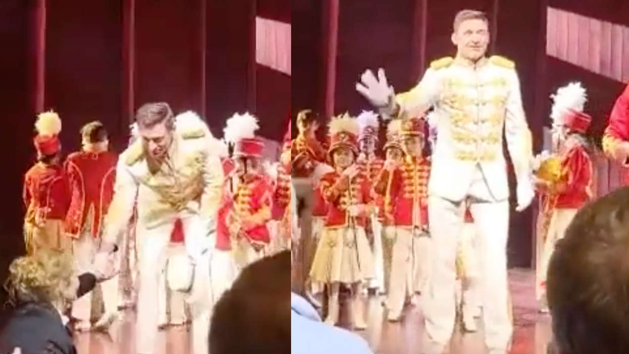 Screenshots of Nicole Kidman and Hugh Jackman at performance of "The Music Man"