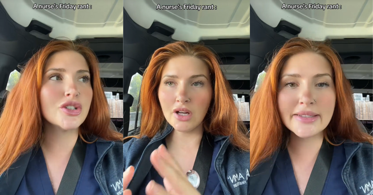 Screenshots of nurse Lex Hinkley from TikTok video describing problems in emergency room care