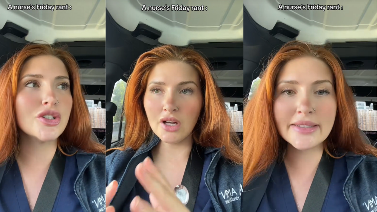 Screenshots of nurse Lex Hinkley from TikTok video describing problems in emergency room care
