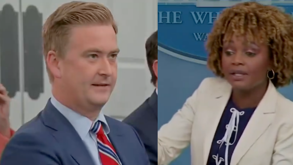 Screenshots of Peter Doocy and Karine Jean-Pierre