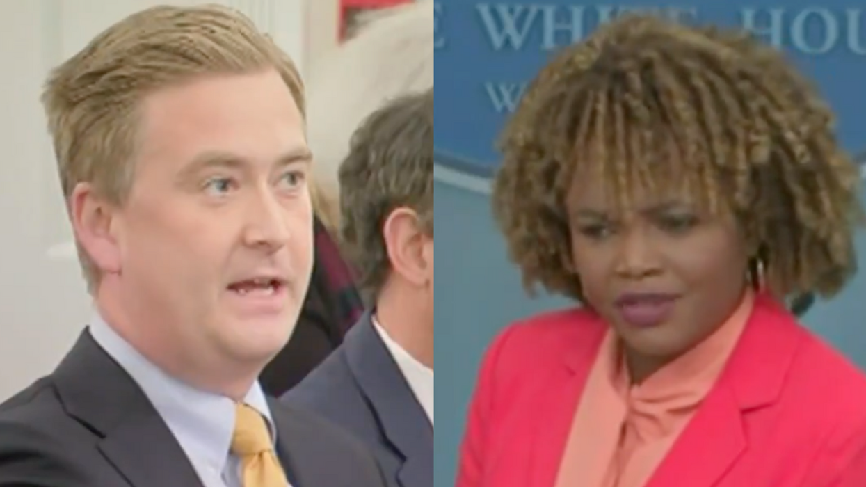 Screenshots of Peter Doocy and Karine Jean-Pierre