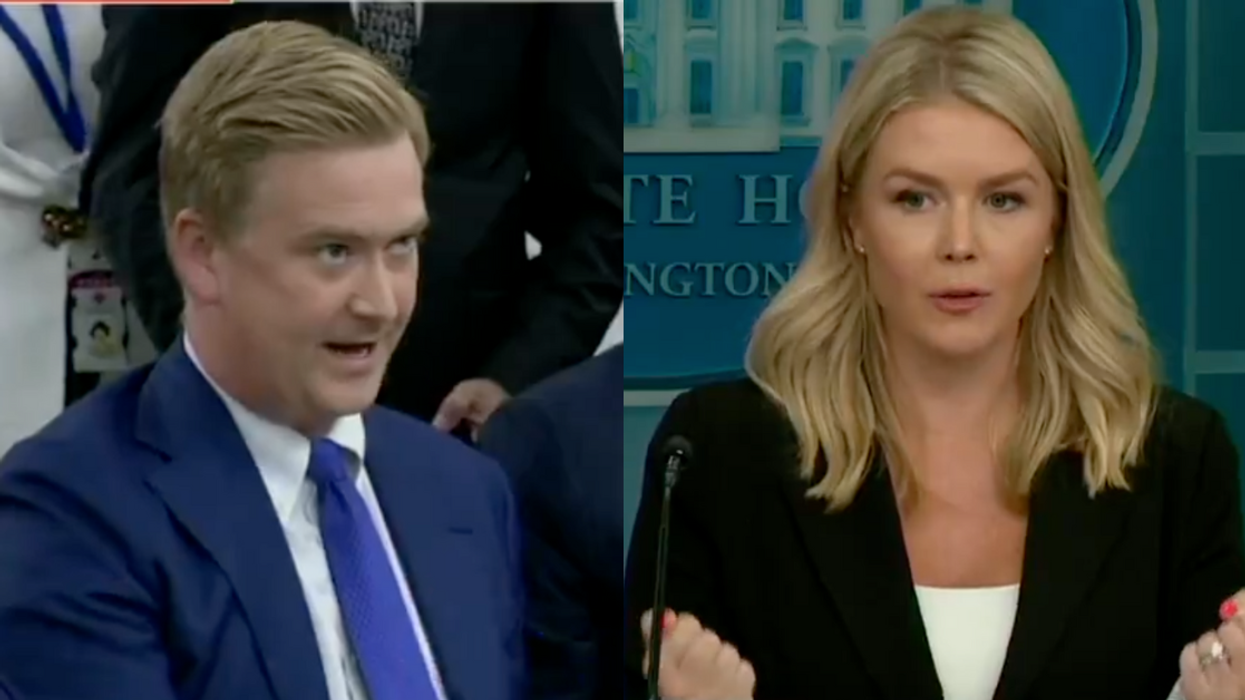 Screenshots of Peter Doocy and Karoline Leavitt