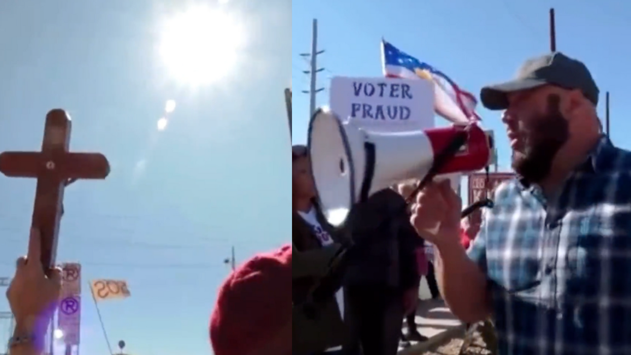 screenshots of protesters in Arizona rejecting results of 2022 midterms