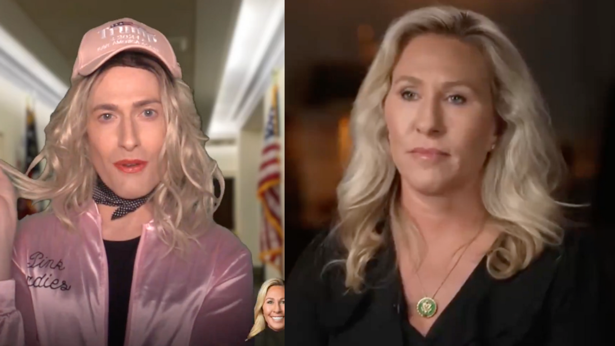 Screenshots of Randy Rainbow and Marjorie Taylor Greene