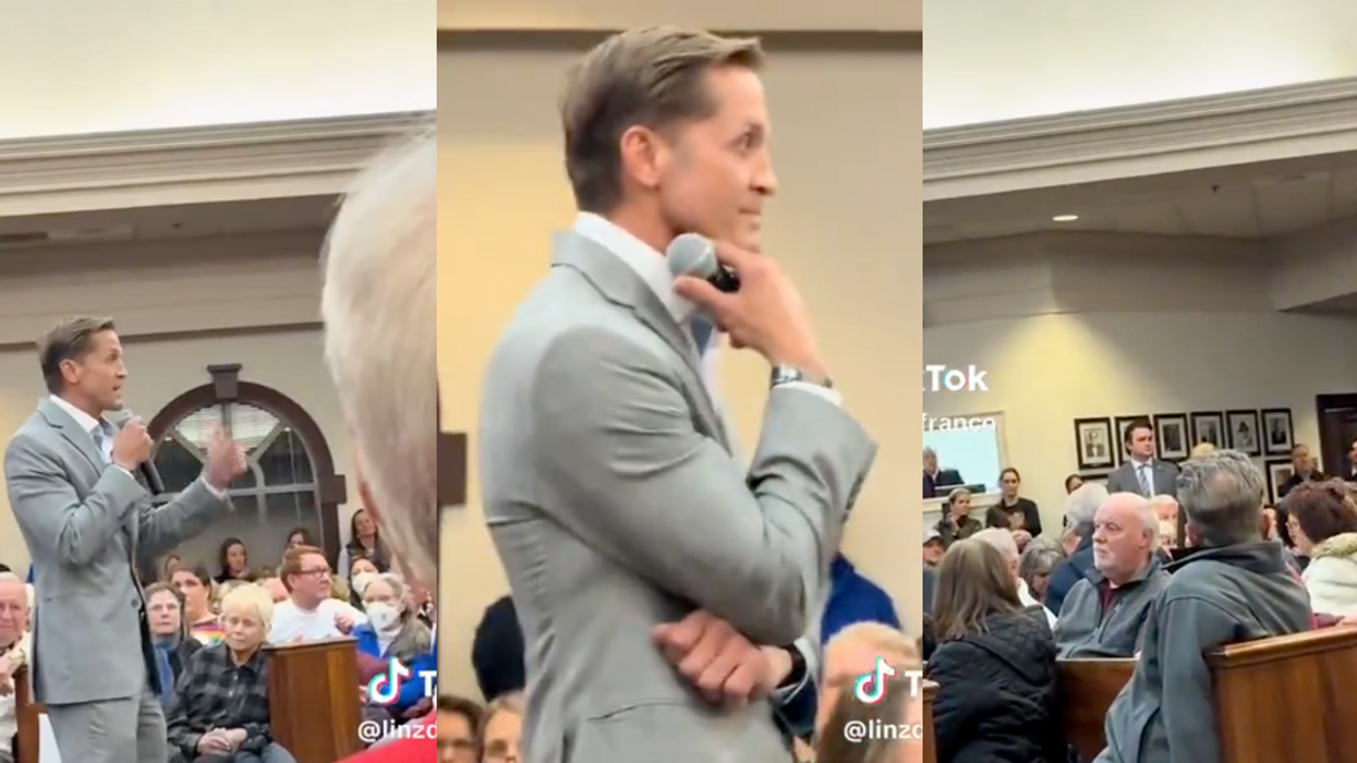 Screenshots of Rich McCormick and voters at town hall