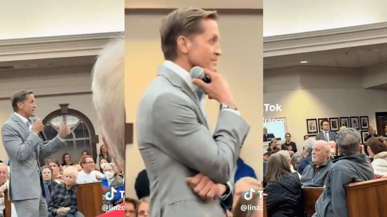 Screenshots of Rich McCormick and voters at town hall