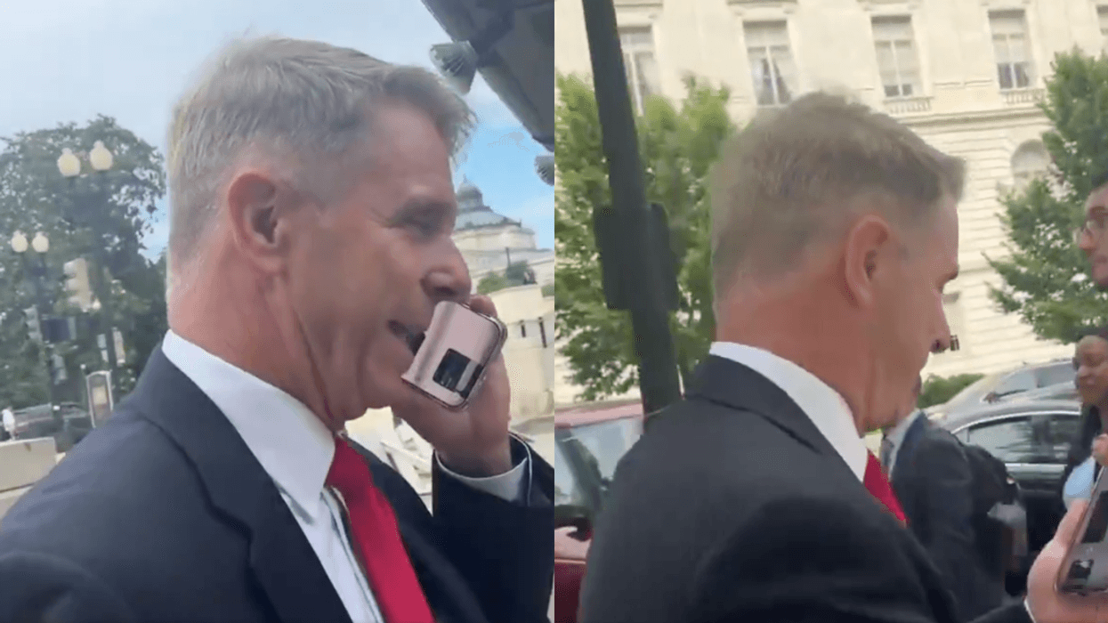Screenshots of Rob Wittman pretending to speak on the phone