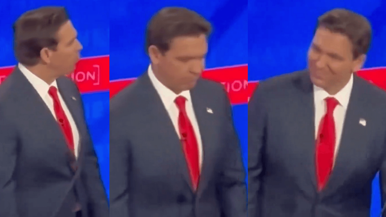 Screenshots of Ron DeSantis from the Republican debate