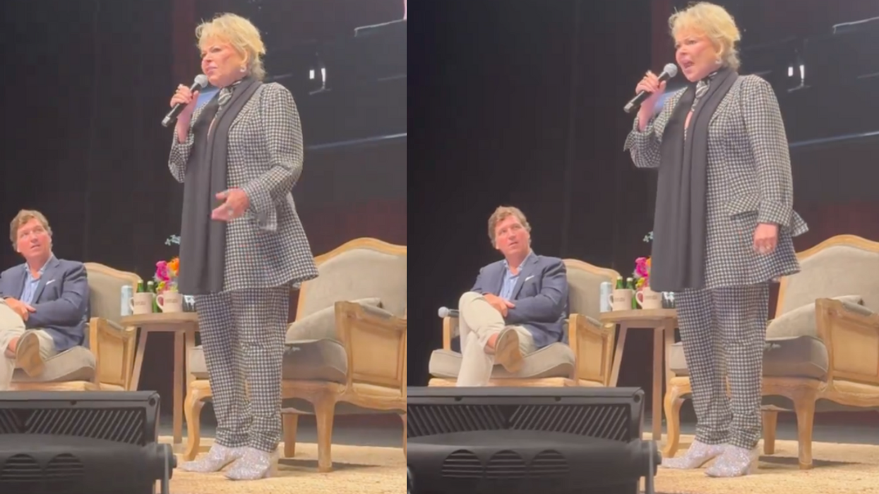 Screenshots of Roseanne during Tucker Carlson's event