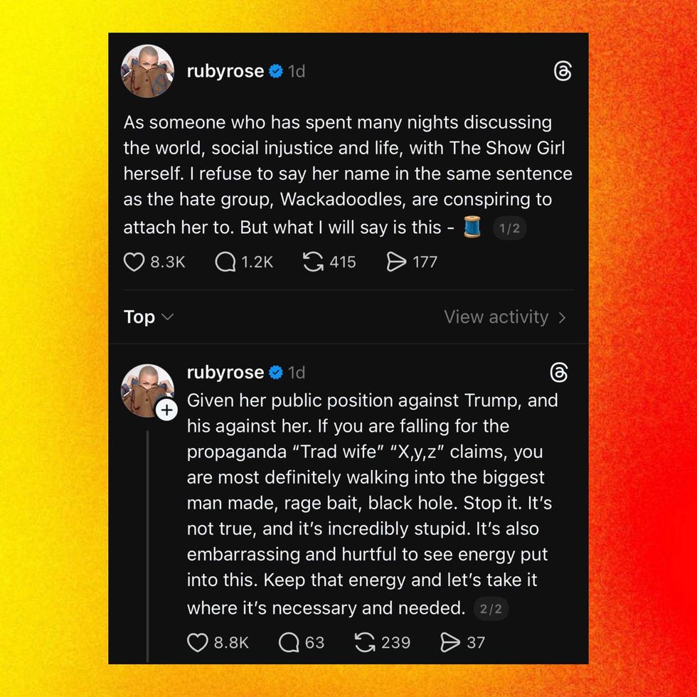 Screenshots of Ruby Rose's posts