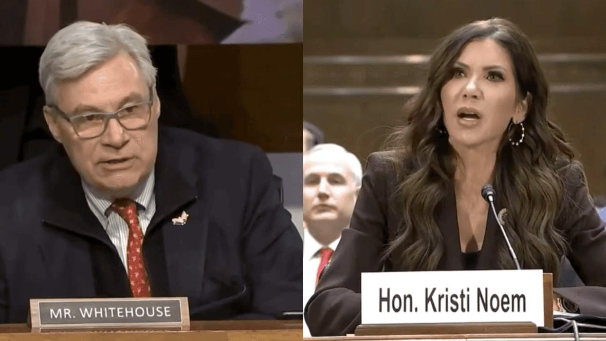 Screenshots of Sheldon Whitehouse and Kristi Noem