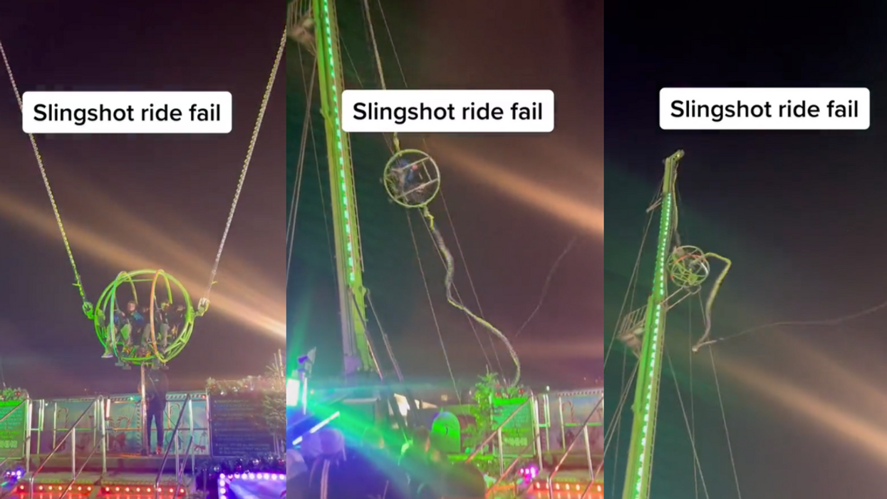screenshots of slingshot ride malfunction