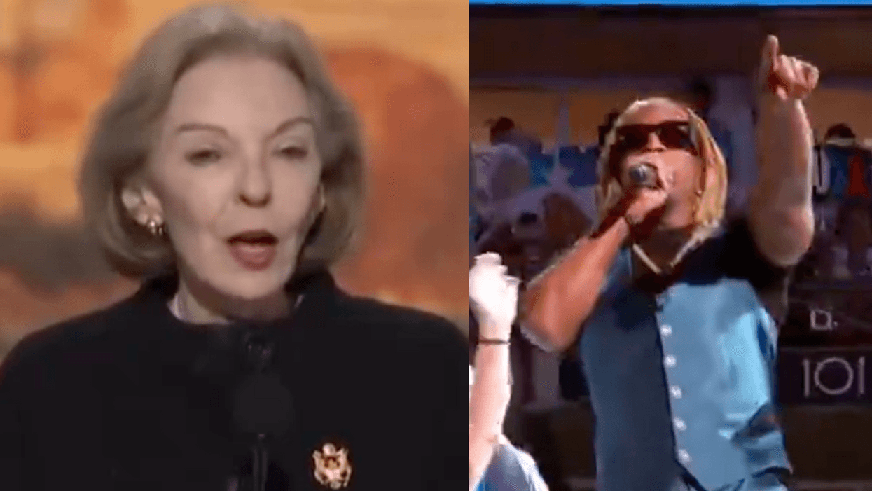 Screenshots of speaker at Republican National Convention and Lil John at the Democratic National Convention