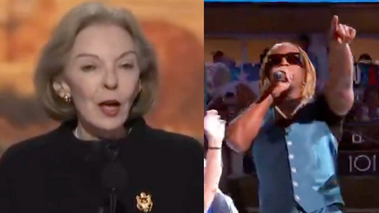 Screenshots of speaker at Republican National Convention and Lil John at the Democratic National Convention