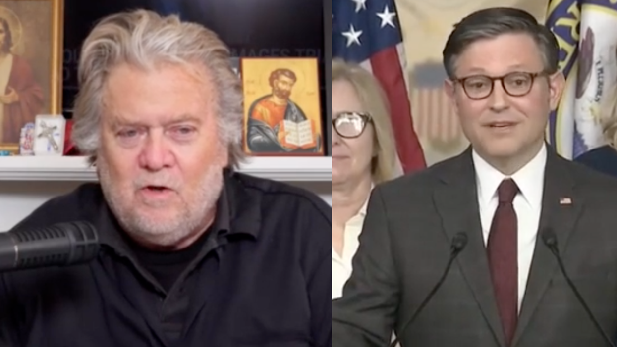 Screenshots of Steve Bannon and Mike Johnson