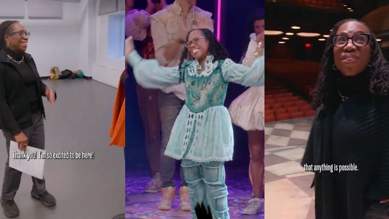 Screenshots of Supreme Court Justice Ketanji Brown Jackson in '& Juliet'