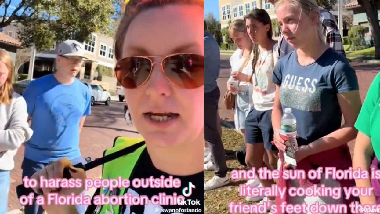 Screenshots of @swanoforlando and Canadian anti-abortion protesters