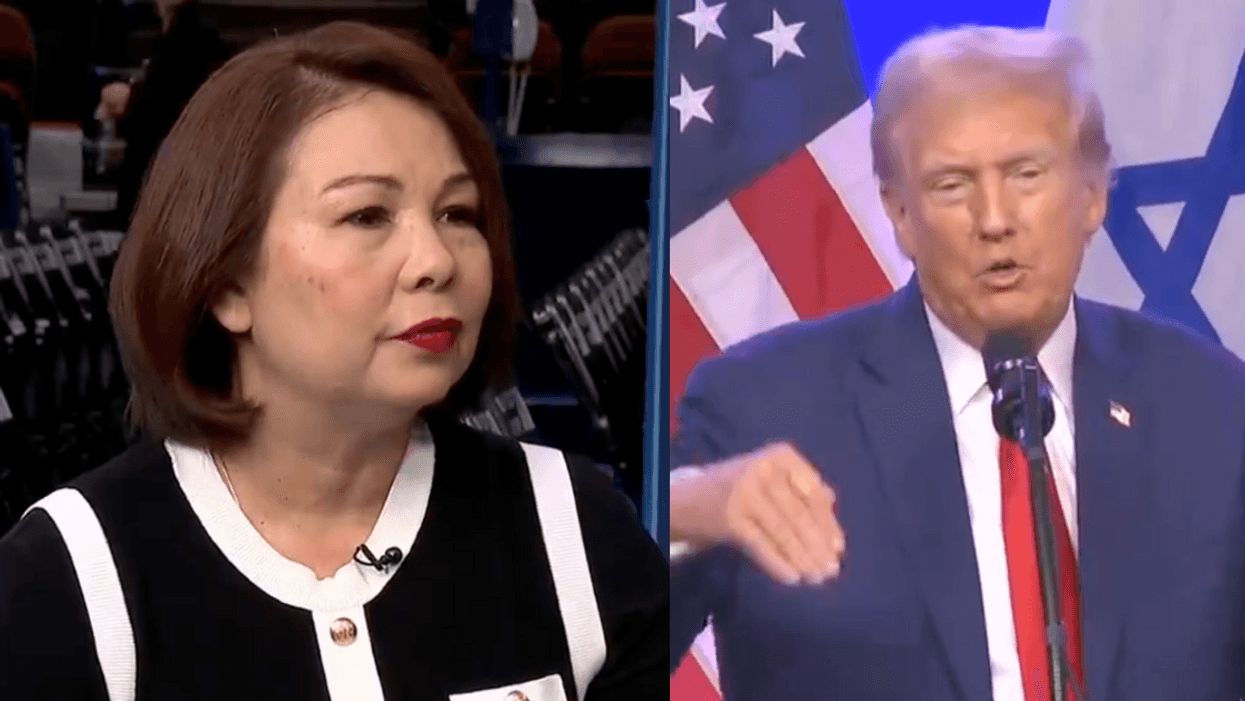 Screenshots of Tammy Duckworth and Donald Trump