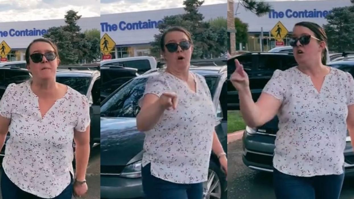 Screenshots of the angry woman in parking lot