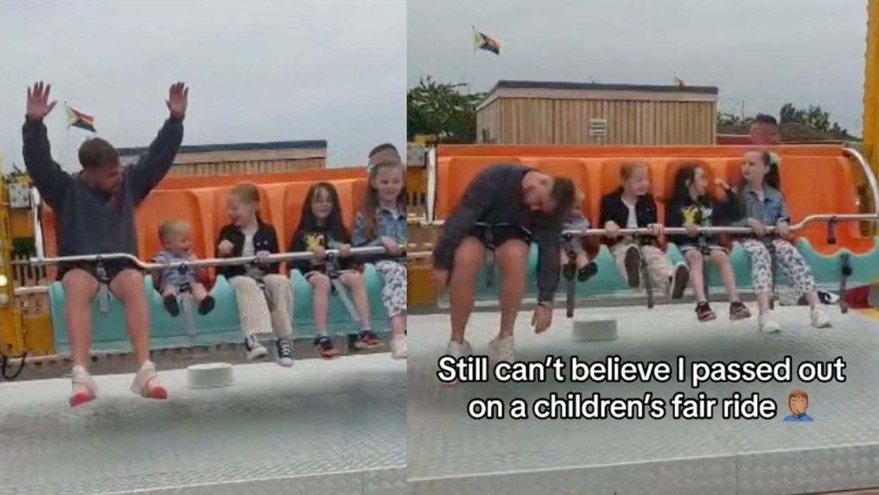 Screenshots of the man fainting on the ride from TikTok video