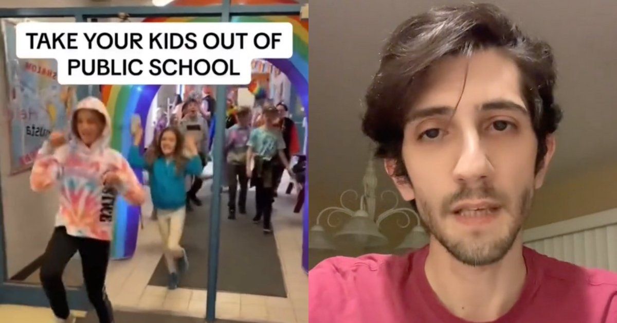 Screenshots of the Pride celebration and Drew Evans from TikTok video