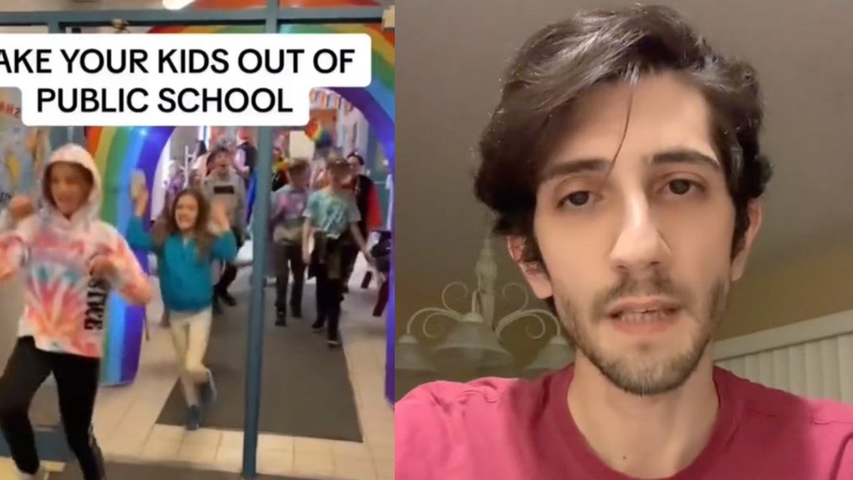 Screenshots of the Pride celebration and Drew Evans from TikTok video