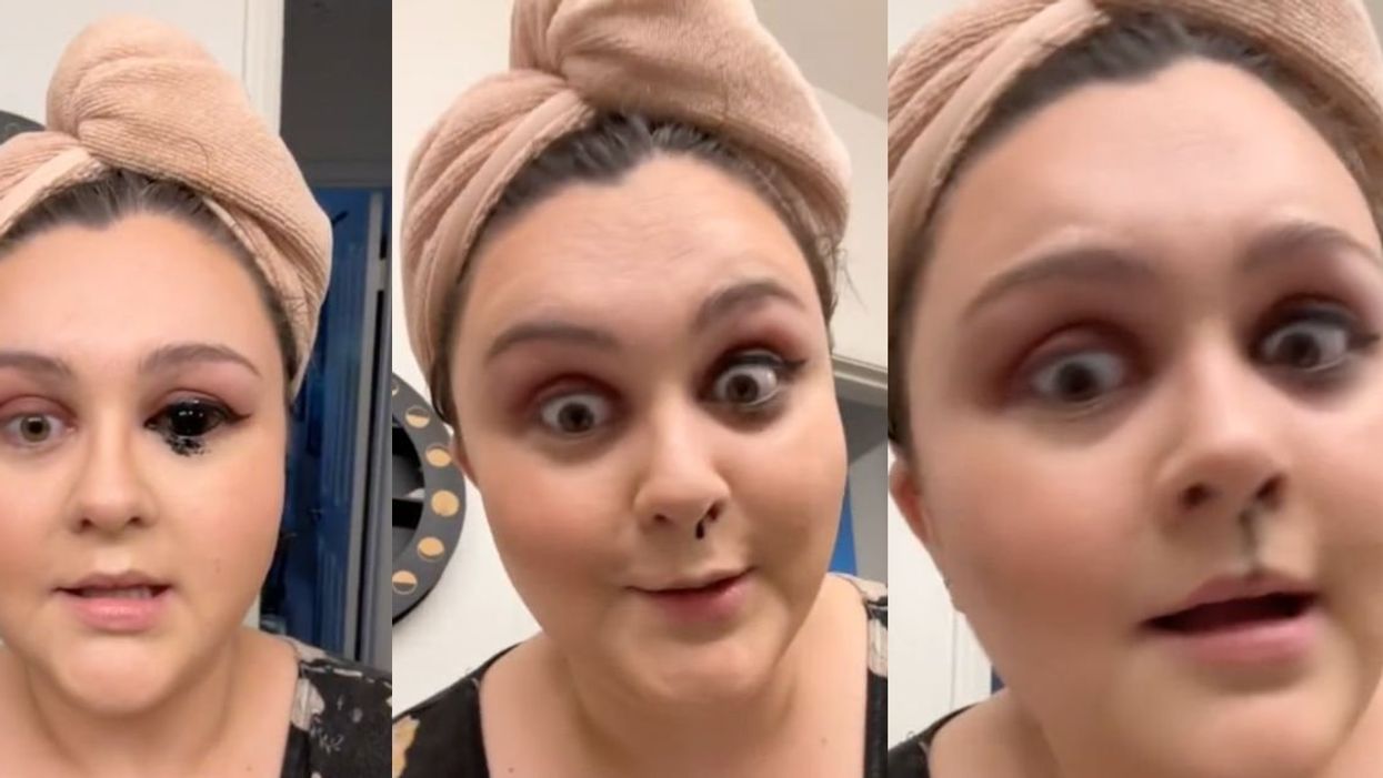 Screenshots of TikToker @hollisaur's makeup fail