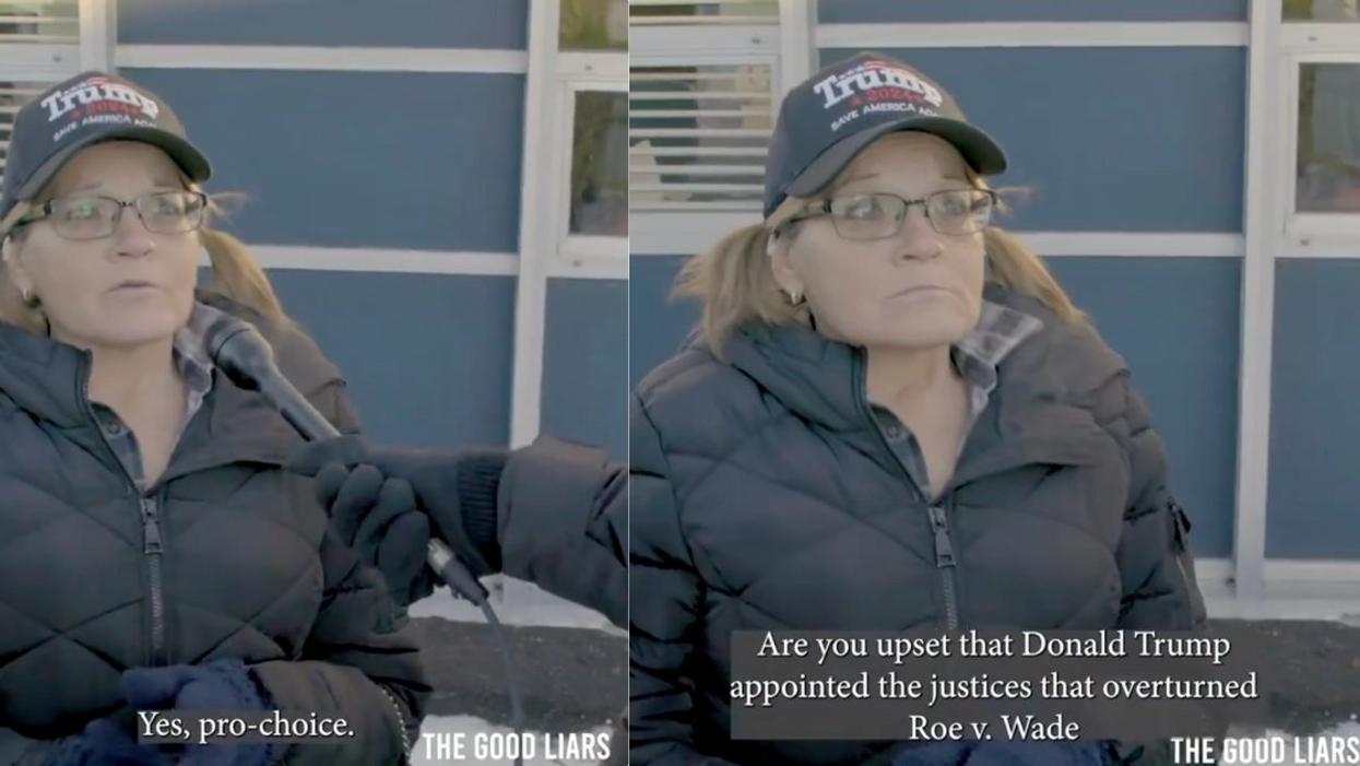 Screenshots of Trump supporter being interview by The Good Liars
