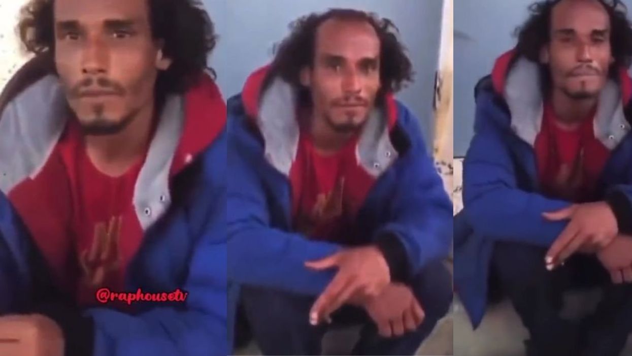 Screenshots of unhoused man