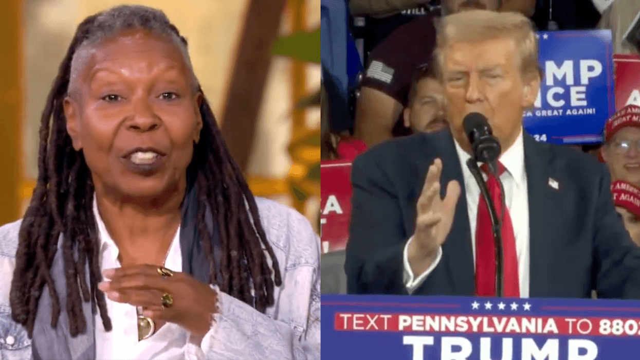 Screenshots of Whoopi Goldberg and Donald Trump