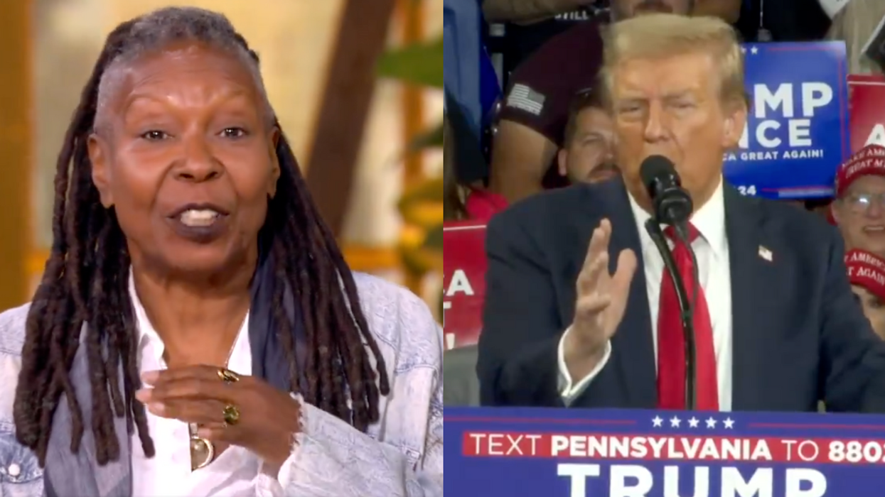 Screenshots of Whoopi Goldberg and Donald Trump