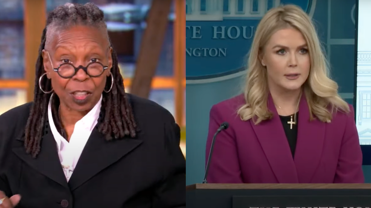 Screenshots of Whoopi Goldberg and Karoline Leavitt