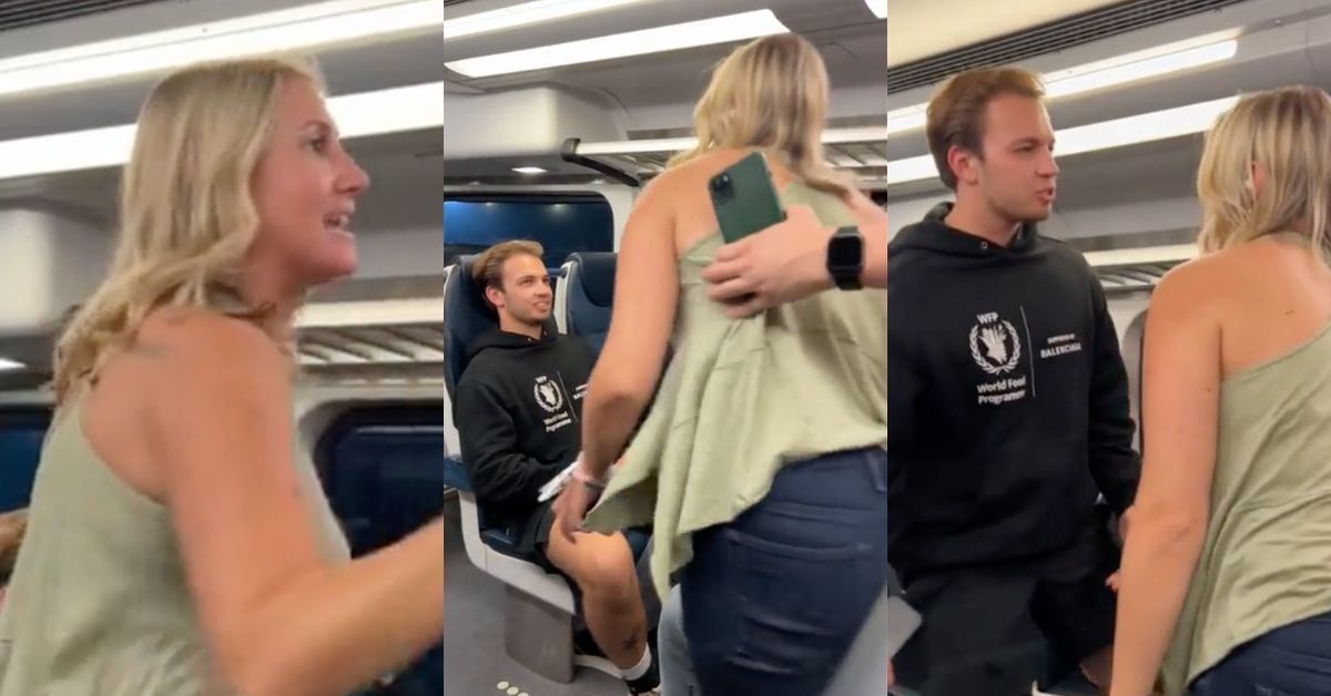 Screenshots of woman confronting a commuter